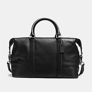 NWT Coach Black Leather Voyager Sport Calf Duffel Bag $695